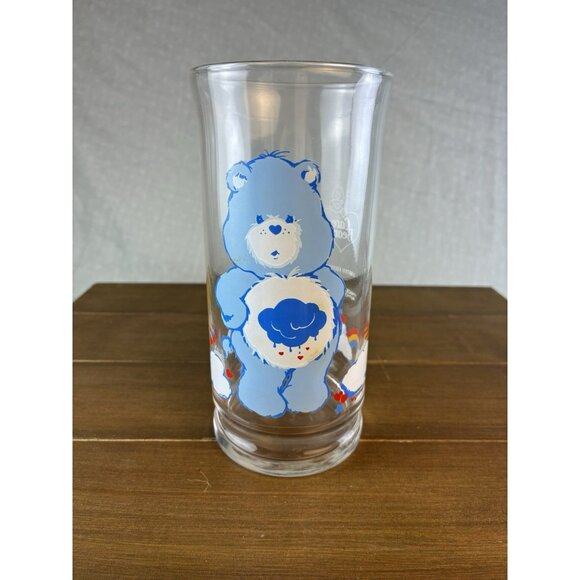 Vintage 1983 Pizza Hut Collectors Series Care Bear Grumpy Bear Glass Tumbler 6" - Picture 1 of 7